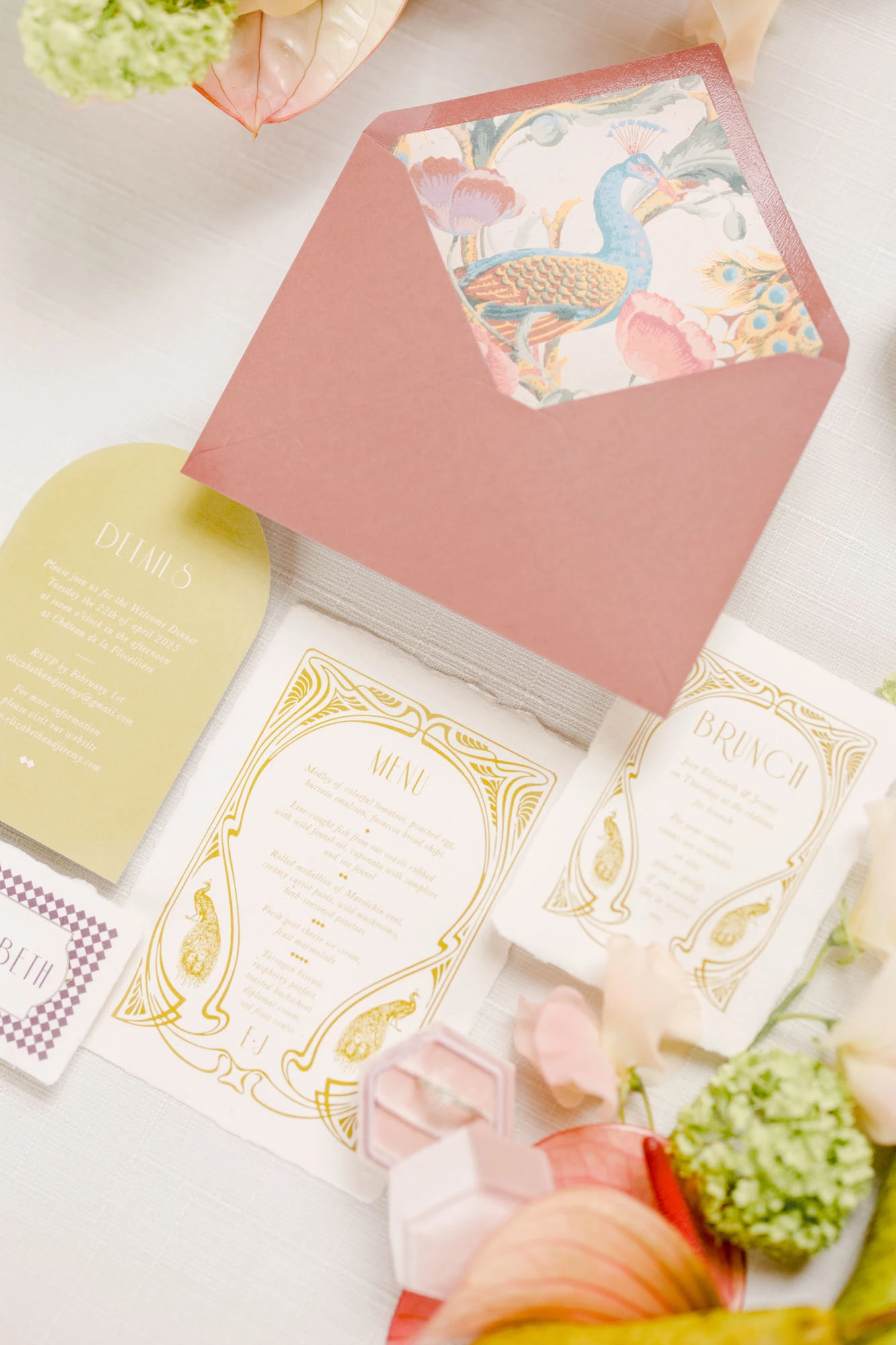 papier rose faire-part de mariage enveloppe carte de vœux